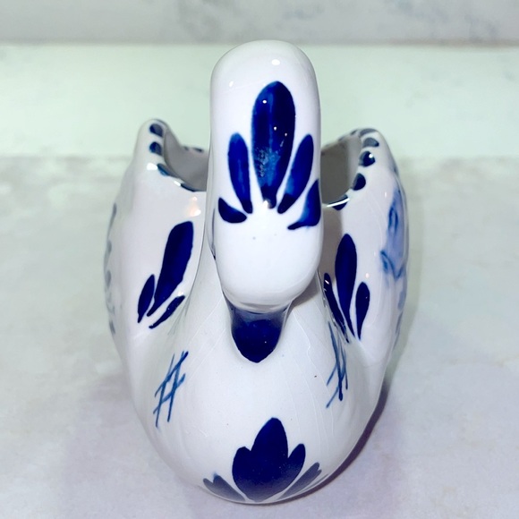 Hand Painted Delft Holland Vintage Swan Planter Delft Blue Windmill Signed EUC - Picture 2 of 10